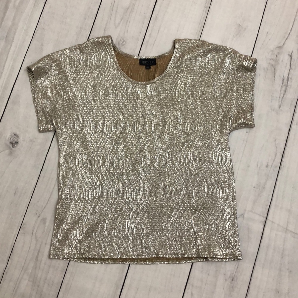 Topshop metallic gold top